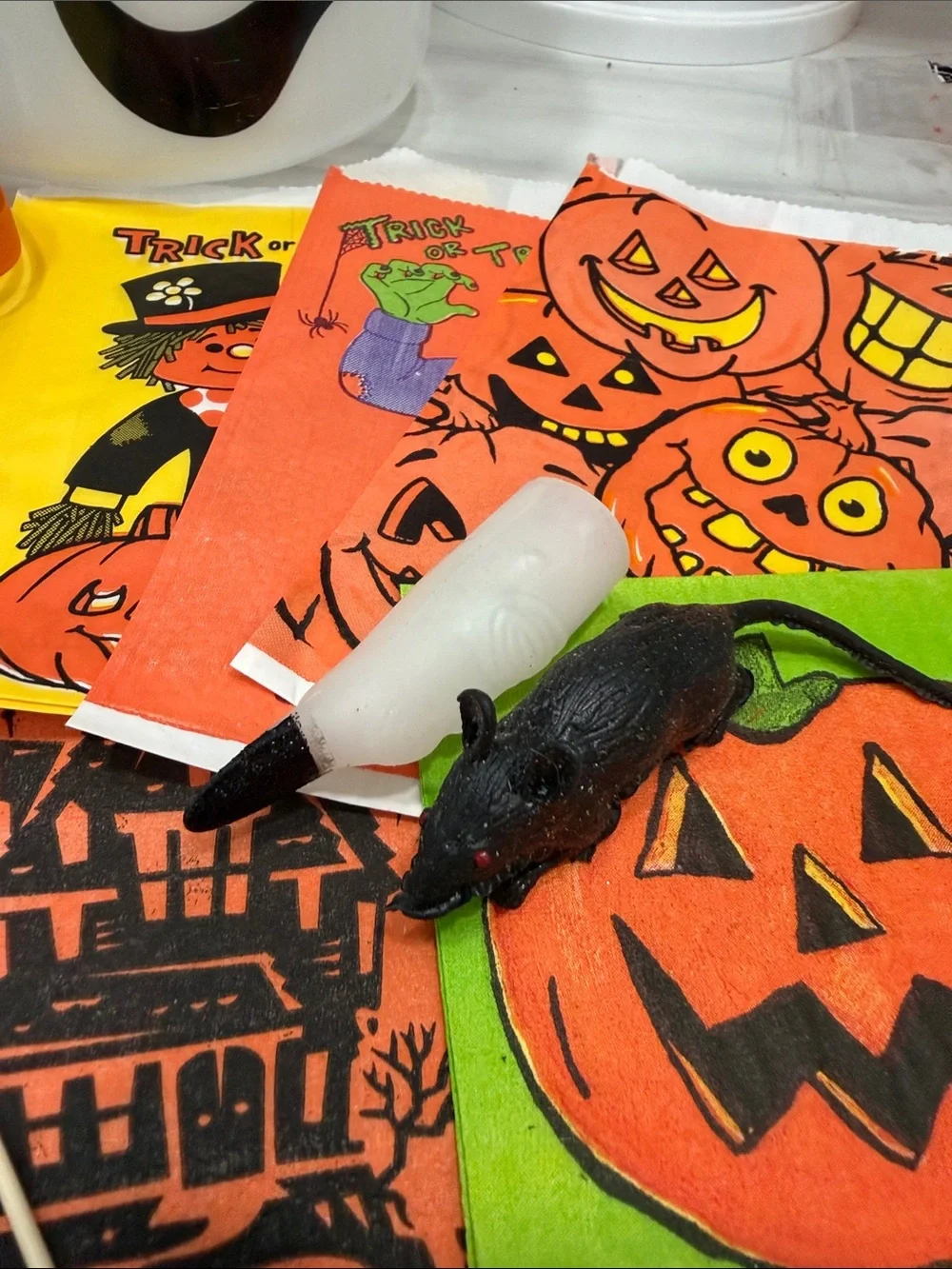 McDonald's vintage Halloween Ghost Bucket with craft supplies!